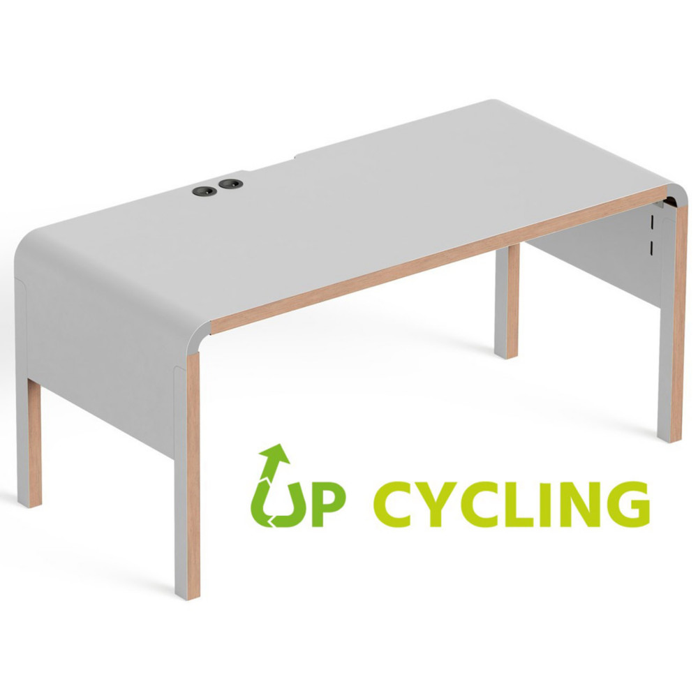 Bureau upcycl Dedo L.140 x P.70 cm - Gris bord bois