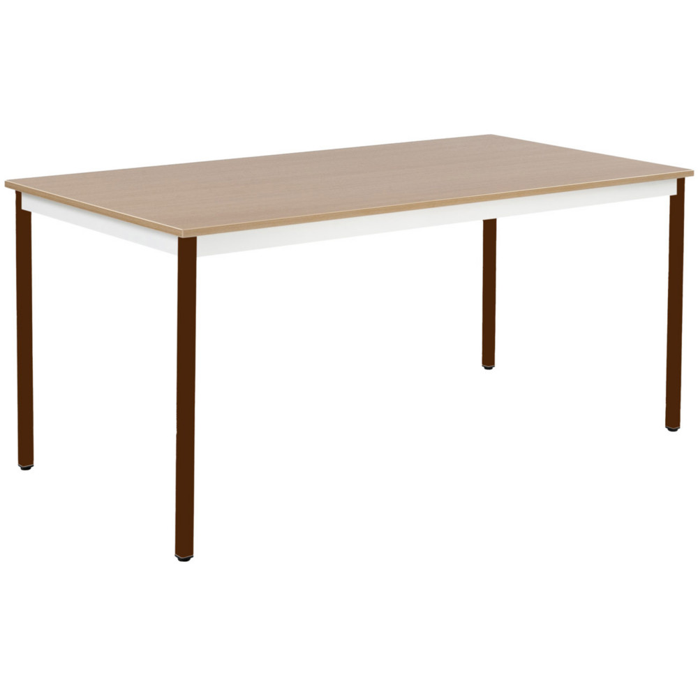 Table de runion modulable rectangle - L.160 x P.80 cm - Plateau Chne - Pieds Brun