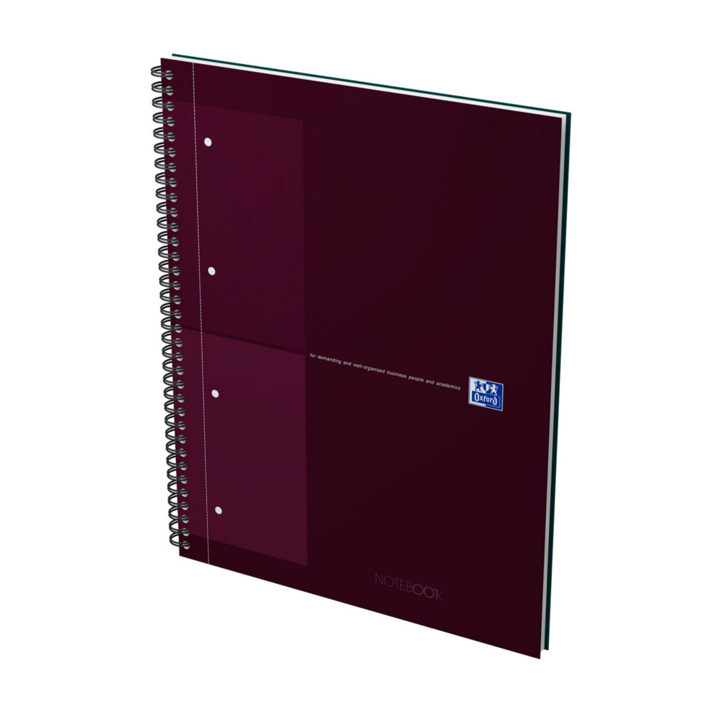 Oxford Cahier  spirale International Notebook 23 x 29,7 cm - Perfor 4 trous - Petits carreaux 5x5 - 160 pages - Rouge