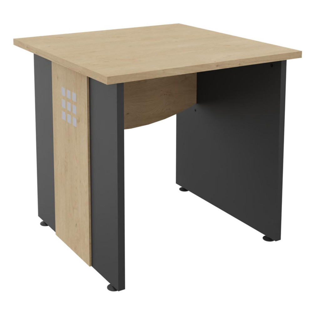Bureau droit Axiome - L.80 x P.80 cm - Plateau Chne - Pieds panneaux Anthracite/Chne