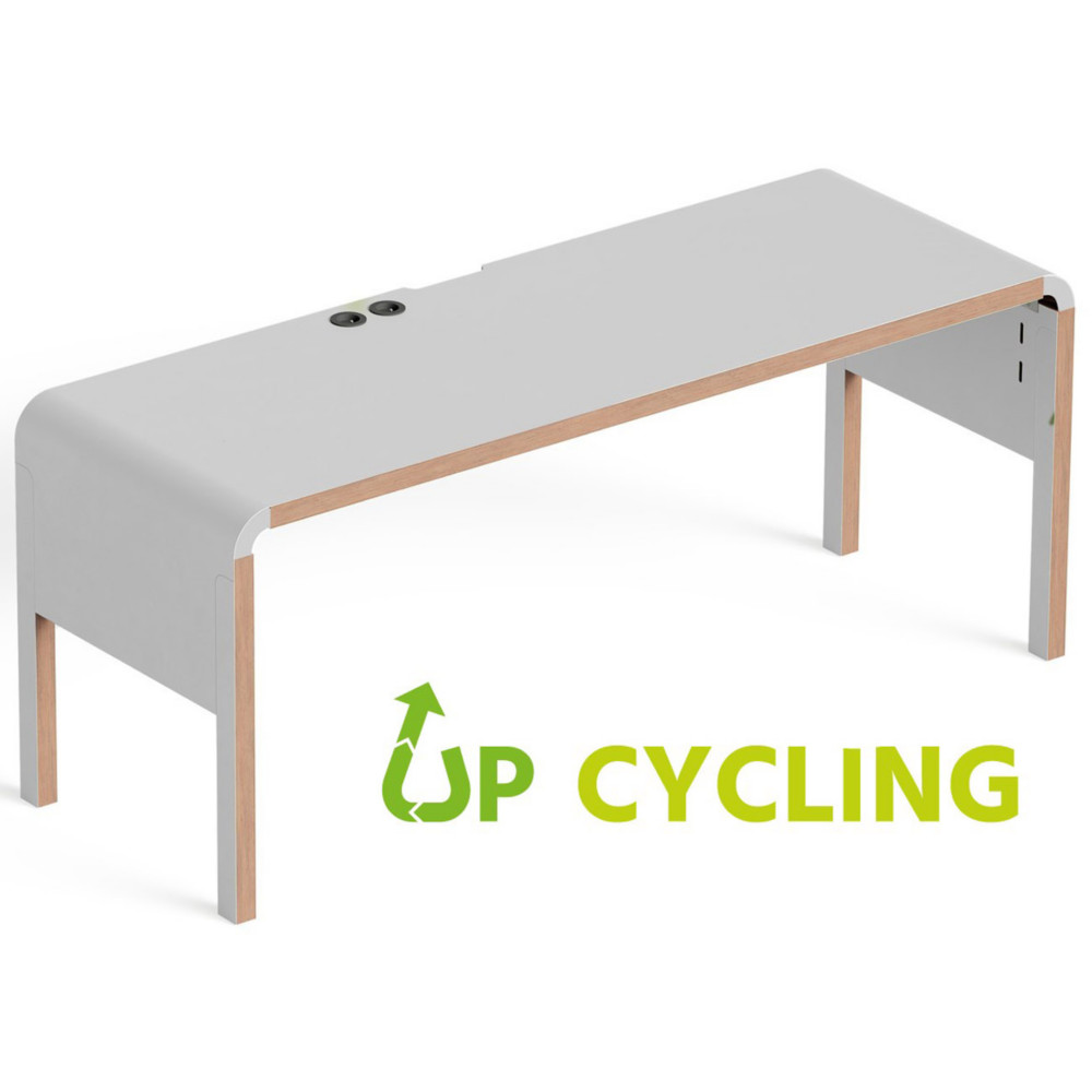 Bureau upcycl Dedo L.158 x P.70 cm - Gris bord bois