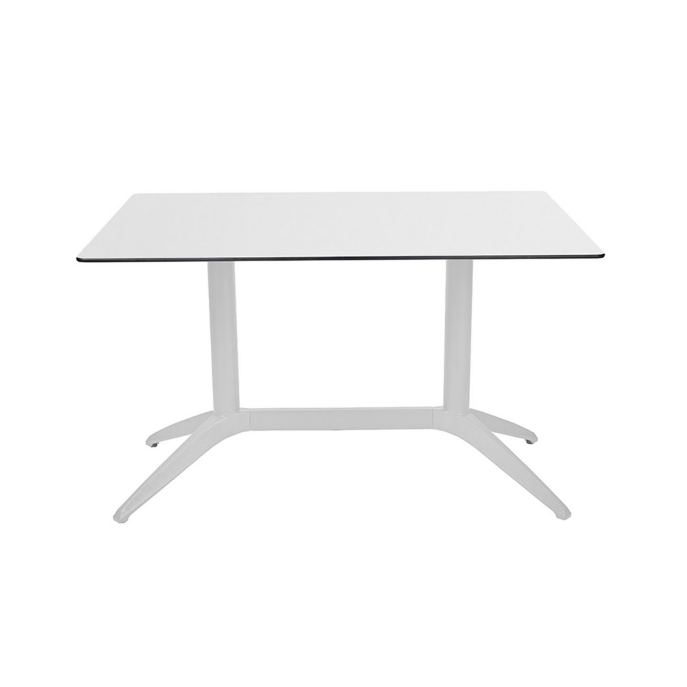 Table fixe Quatro Duo 120 x 80 cm Polypropylne usage extrieur - Plateau Blanc/pitement Blanc