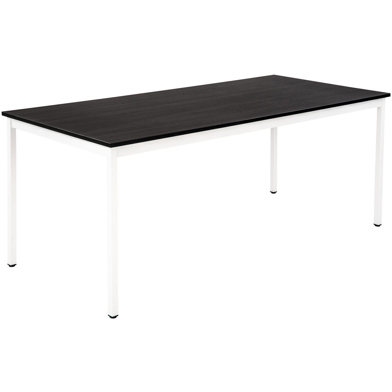 Table de réunion modulable rectangle - L.180 x P.80 cm - Plateau Noir - Pieds Blanc