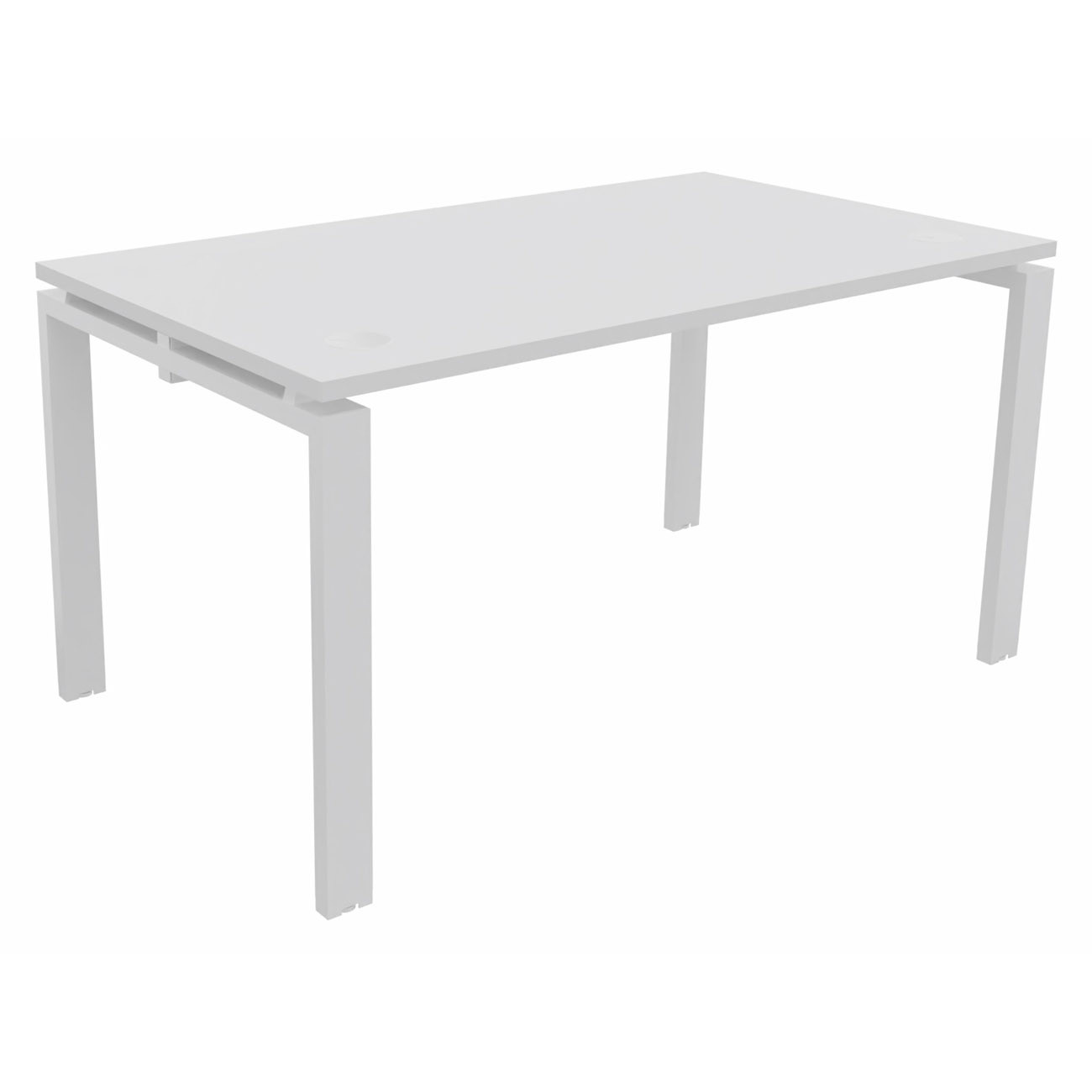 Bureau droit E-link - L.140 x P.80 cm - Plateau Blanc - Pieds Blanc