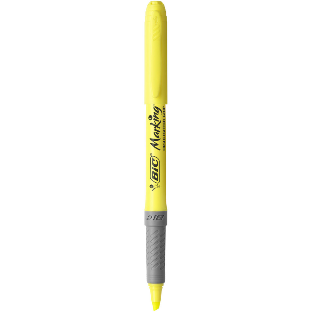 BIC Highlighter Grip pointe biseaute - Jaune fluo