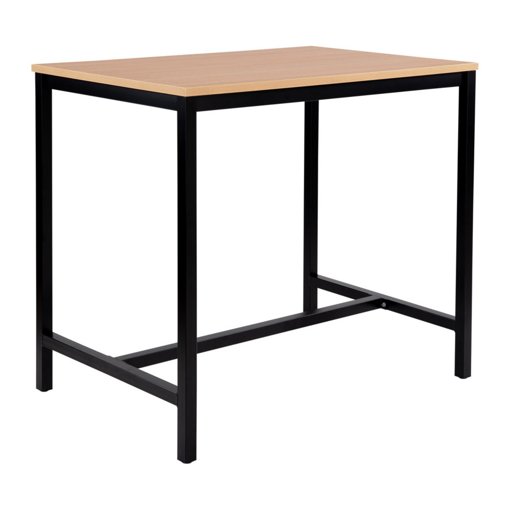 Table haute 110 cm polyvalente Budget 120 x 80 cm - Chne pieds mtal Noir