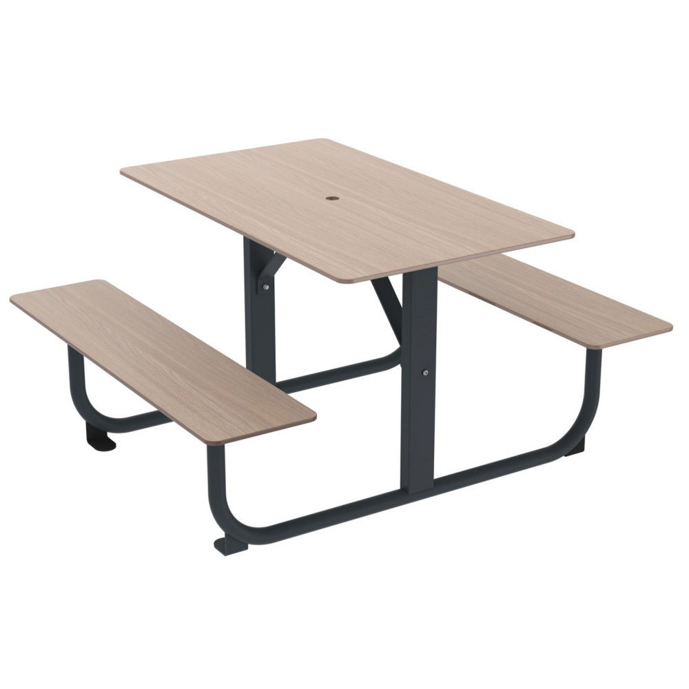 Table pique-nique Symphonie 118 cm usage extrieur Bois Pitement mtal Anthracite mat