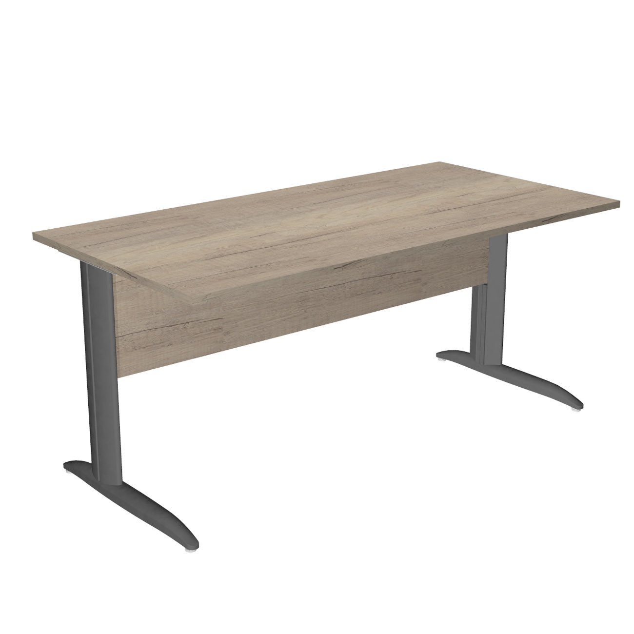 Bureau droit Pronto Métal - L.160 x P.80 cm - Plateau Chêne Canadien - Pieds L Anthracite