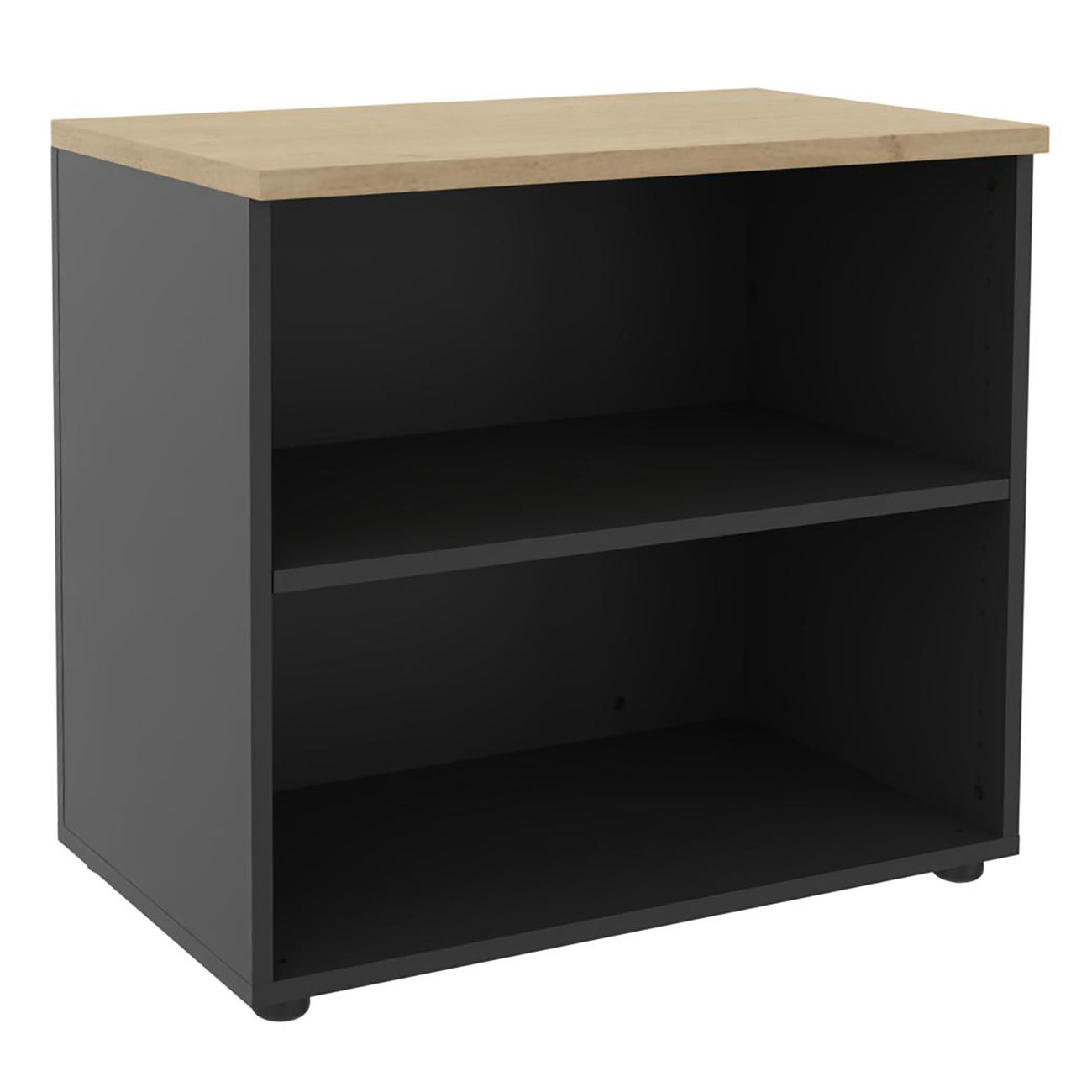 Meuble bas Axiome - L.80 x H.72 cm - Sans porte - Corps Anthracite - Top Chêne