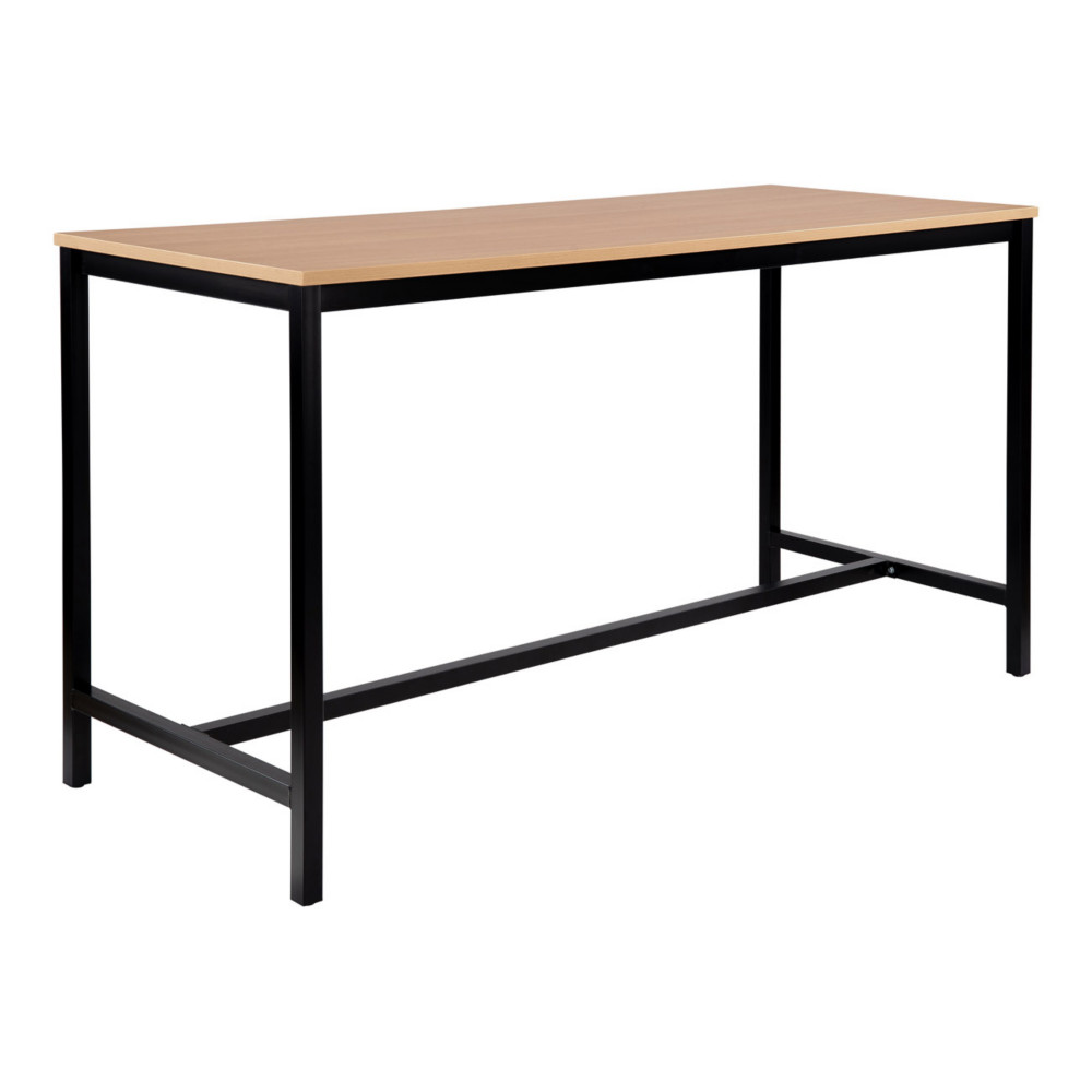 Table haute 110 cm polyvalente Budget 200 x 80 cm - Chne pieds mtal Noir