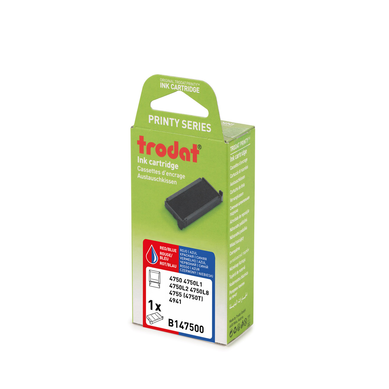 Trodat Cassette d'encre de rechange pour tampons Printy 4750 - Bicolore