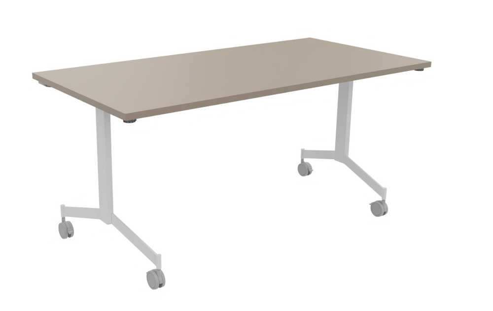 Table mobile rabattable Eureka - L.160 x P.80 cm - Plateau Argile - Pieds Blanc