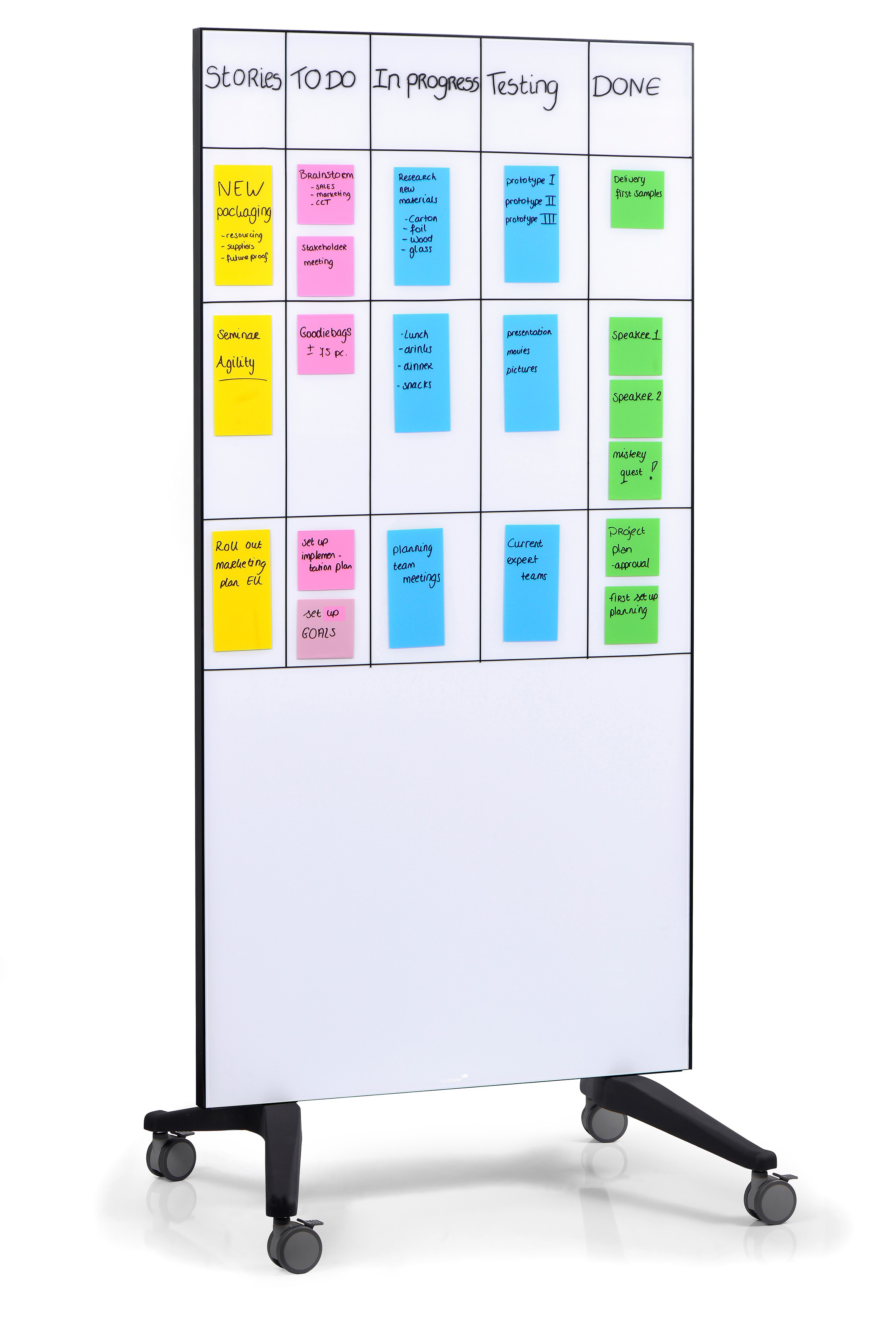 Legamaster Tableau mobile - L.90 x H.175 cm - Magnétique - Verre