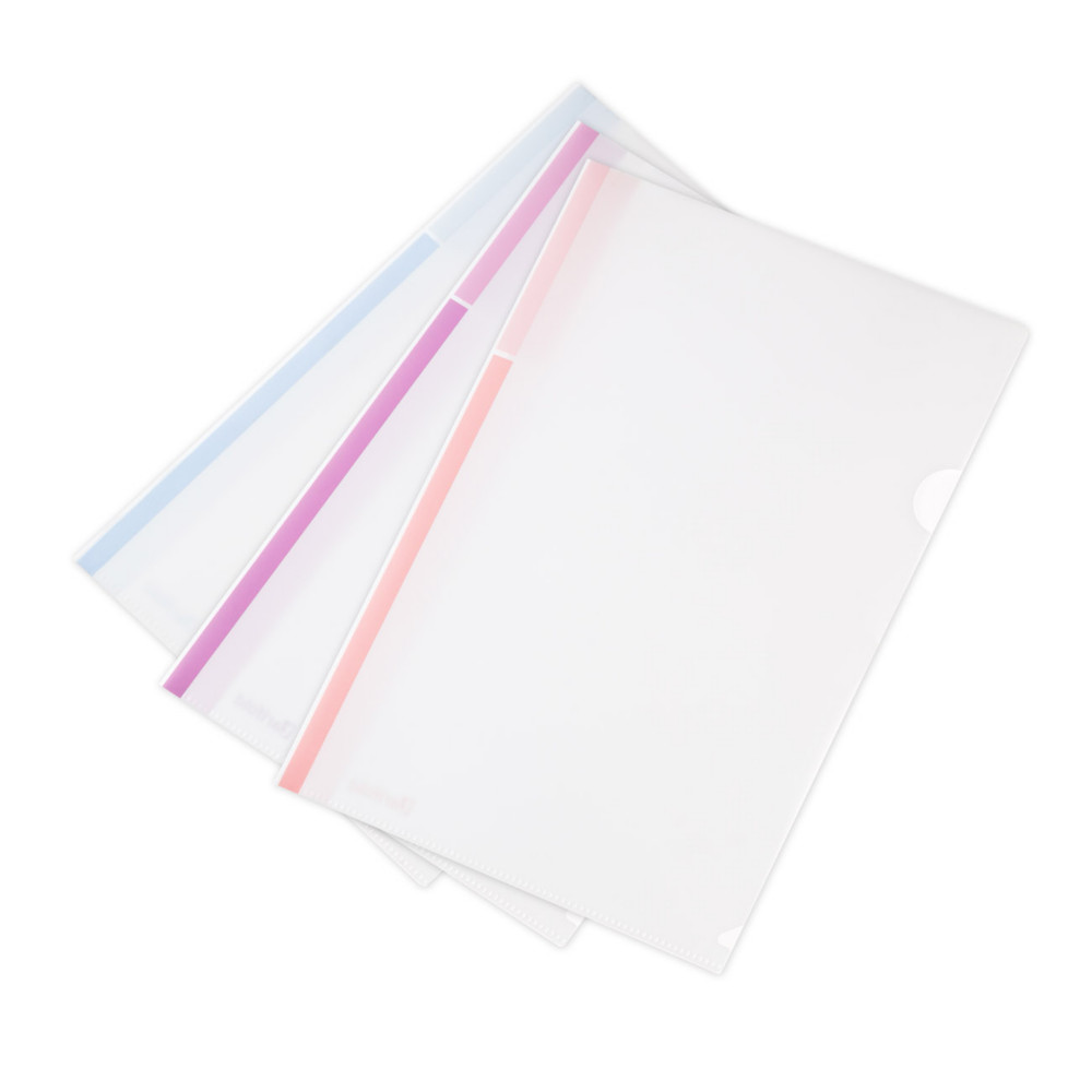 DJOIS by Tarifold  Pochettes coin A4 polypropylne blanc brillant semi-opaque Bords couleur assortis - lot de 12
