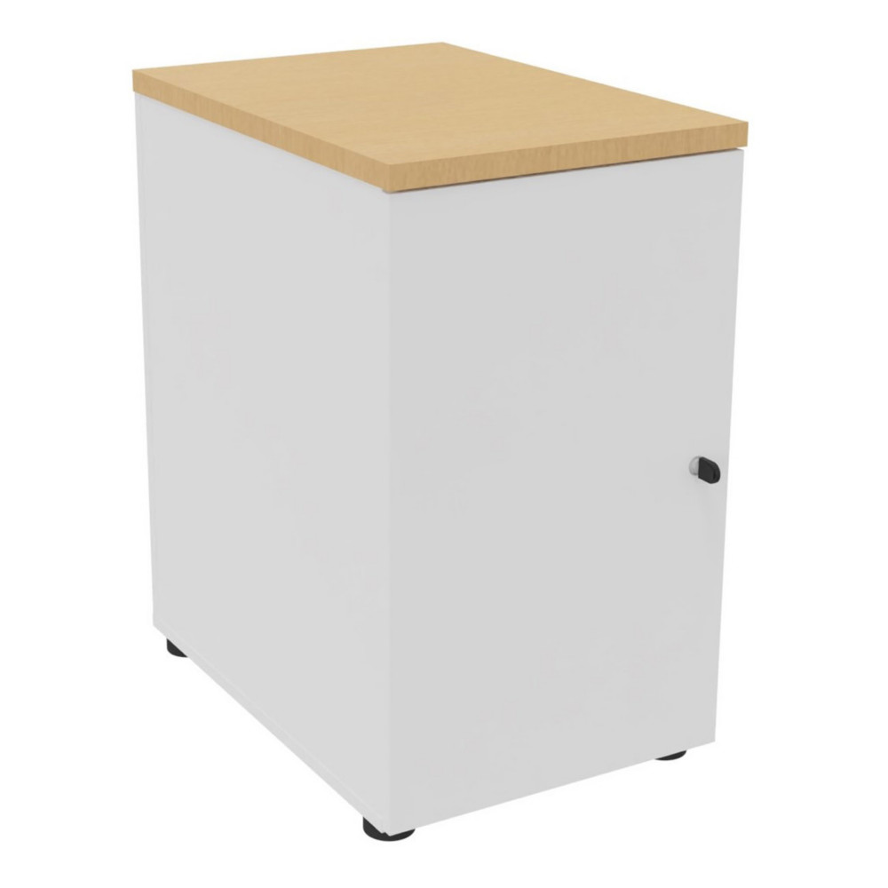 Caisson mlamin hauteur bureau 1 porte battante L.42 x P.60 x H.72 cm - Corps Blanc - Top Htre