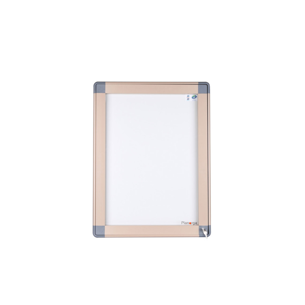Planorga Vitrine d'extrieur haute scurit porte battante 9 feuilles A4 - 101 x 74 cm fond magntique - Cadre Sable
