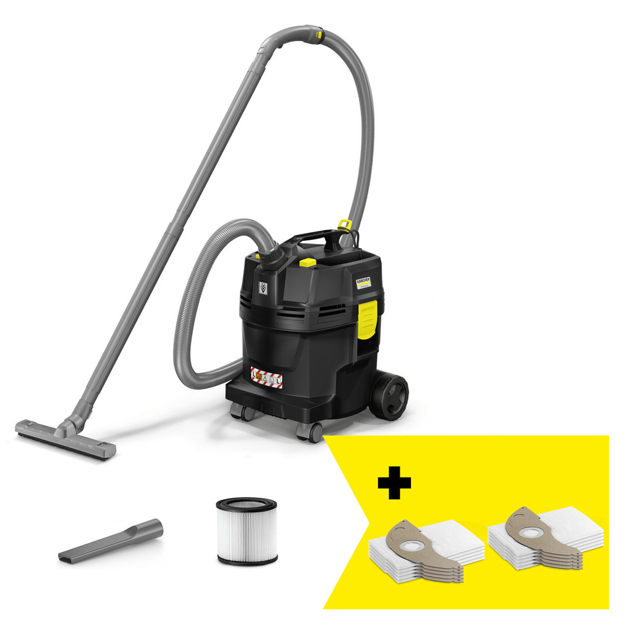 Karcher Aspirateur eau et poussière NT 22/1 GO!FURTHER - Capacité 22 L - Noir et jaune