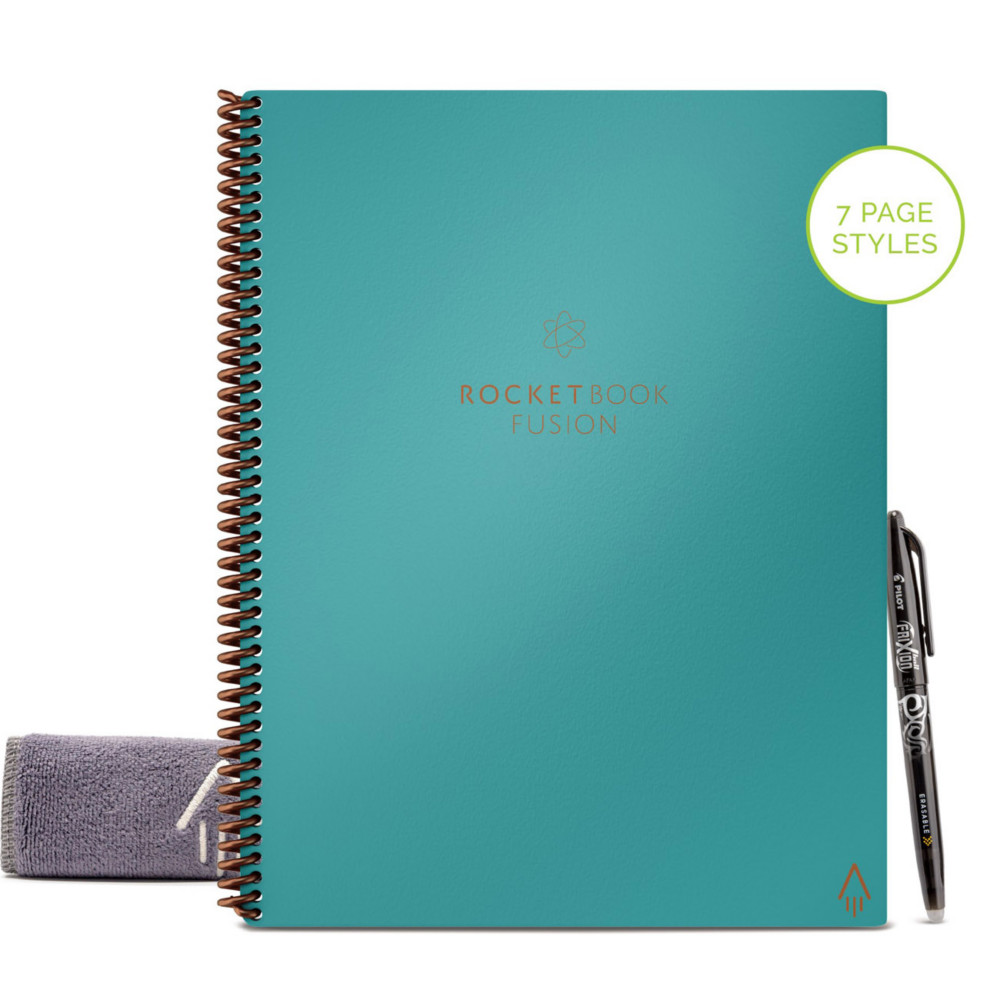 Rocketbook Fusion Cahier  spirale connect rutilisable A4 21 x 29,7 cm - 42 pages - Bleu