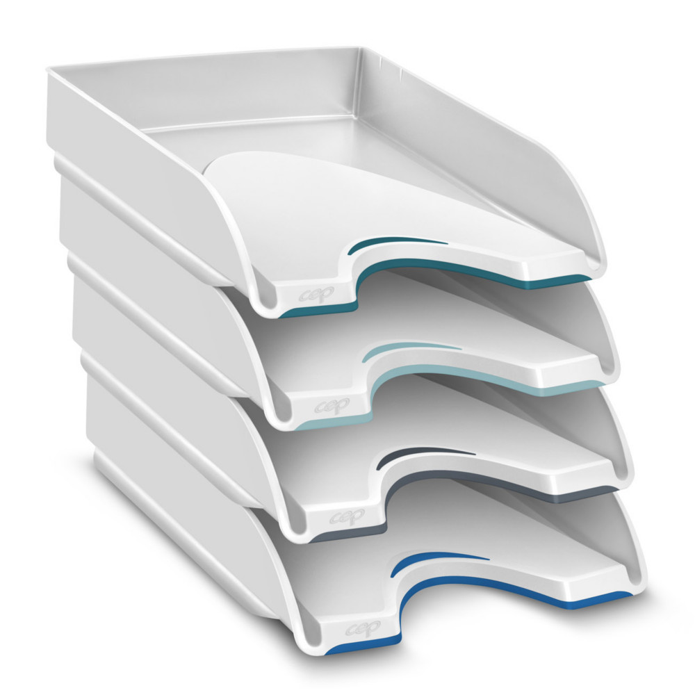 CEP Set de 4 Bacs  courrier Nuance Soft pour documents A4 - Blanc