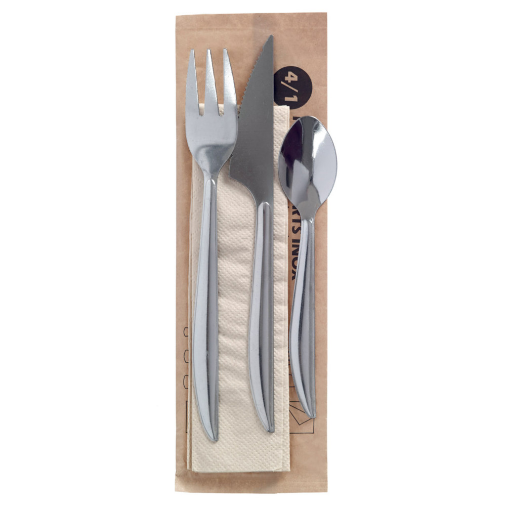 Kit couverts en inox 4 pices - Lot de 25