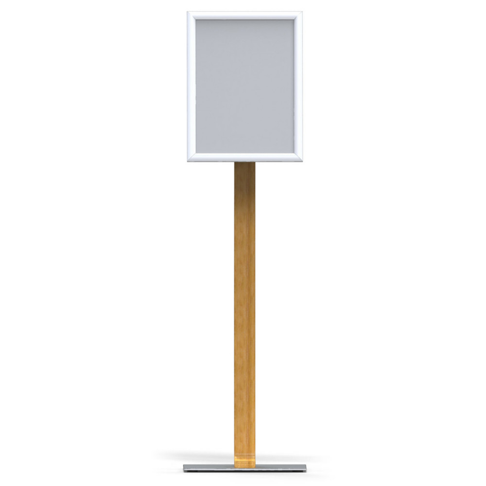 Alba Prsentoir d'affichage sur pied A3 Expo - Signaltique orientable Portait ou Paysage - Base en acier mtalis blanc - Structure bois