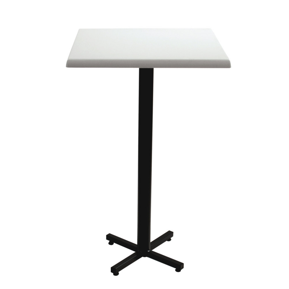 Table mange-debout Coffee carre L.70 x P.70 x H.115 cm - Plateau Blanc  Pied central Noir