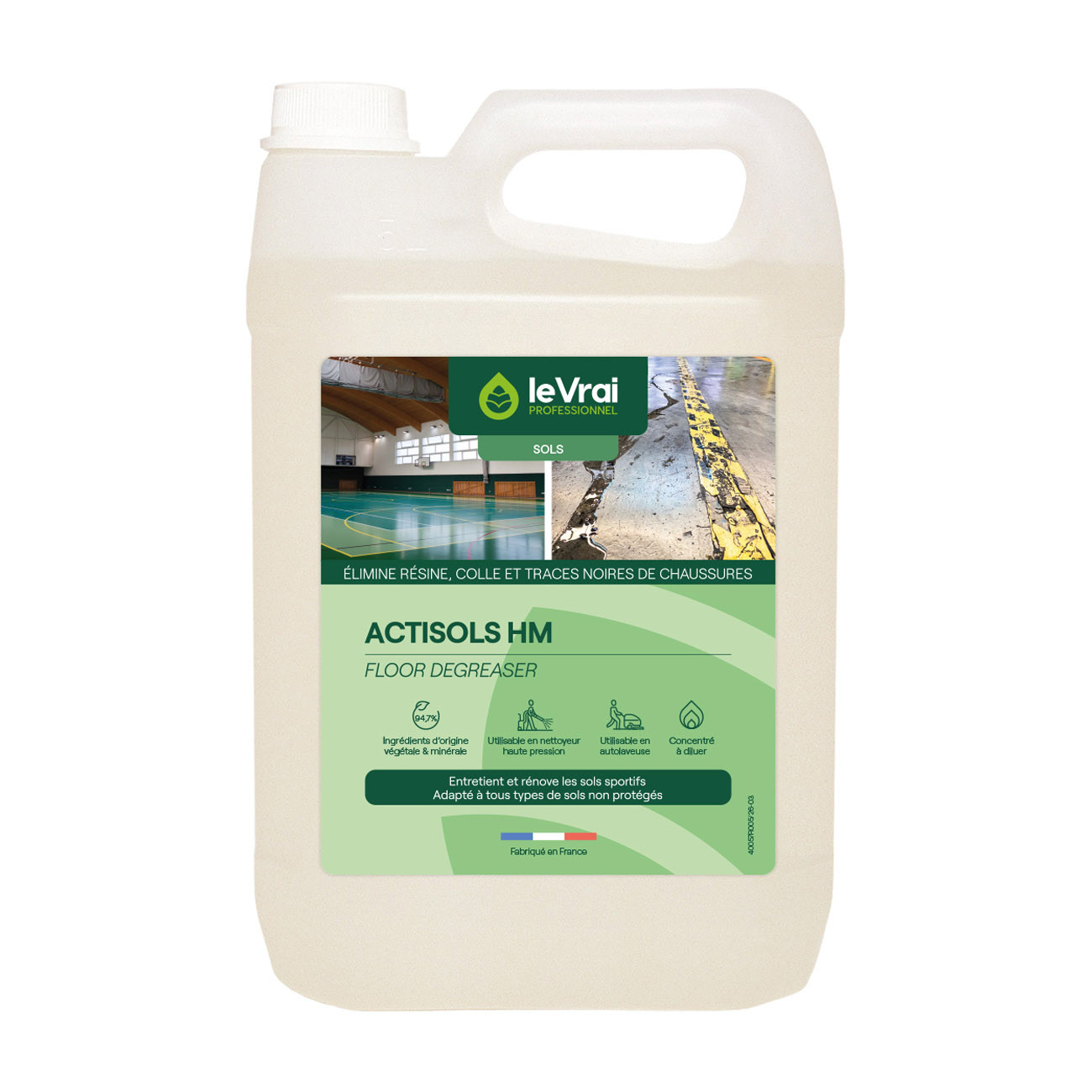 Le Vrai Professionnel - Nettoyant sols sportifs pour Autolaveuse - Bidon 5 L