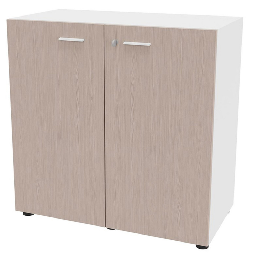 Armoire basse portes battantes Arold H.86 x L.86 cm - Orme / Blanc