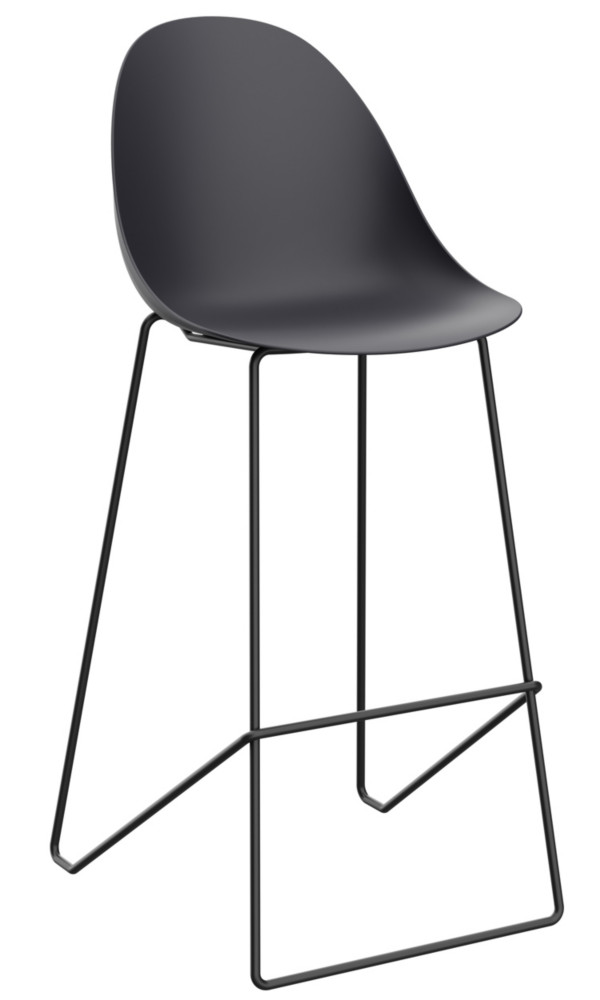 Tabouret haut Void - polypropylne et pitement mtal Noir - Lot de 2