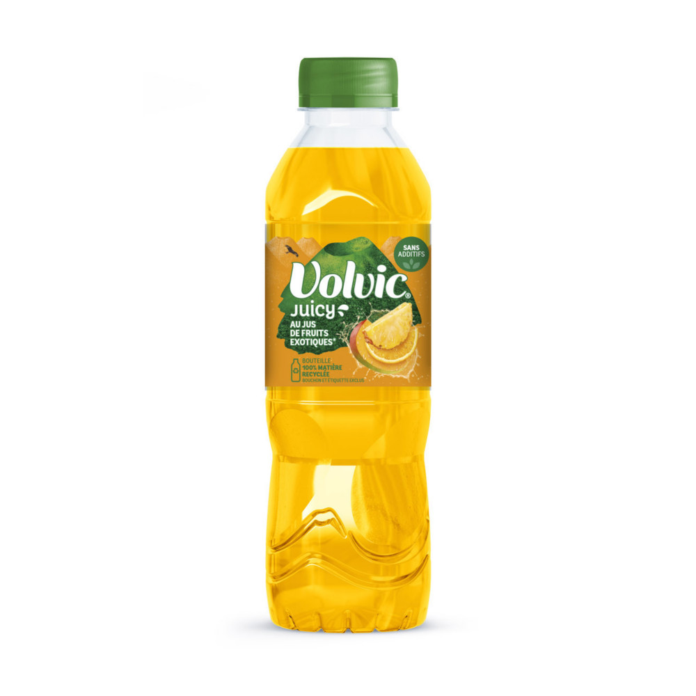 Volvic Juicy Eau plate aromatise Fruits exotiques - Lot de 24 bouteilles PET 50 cl