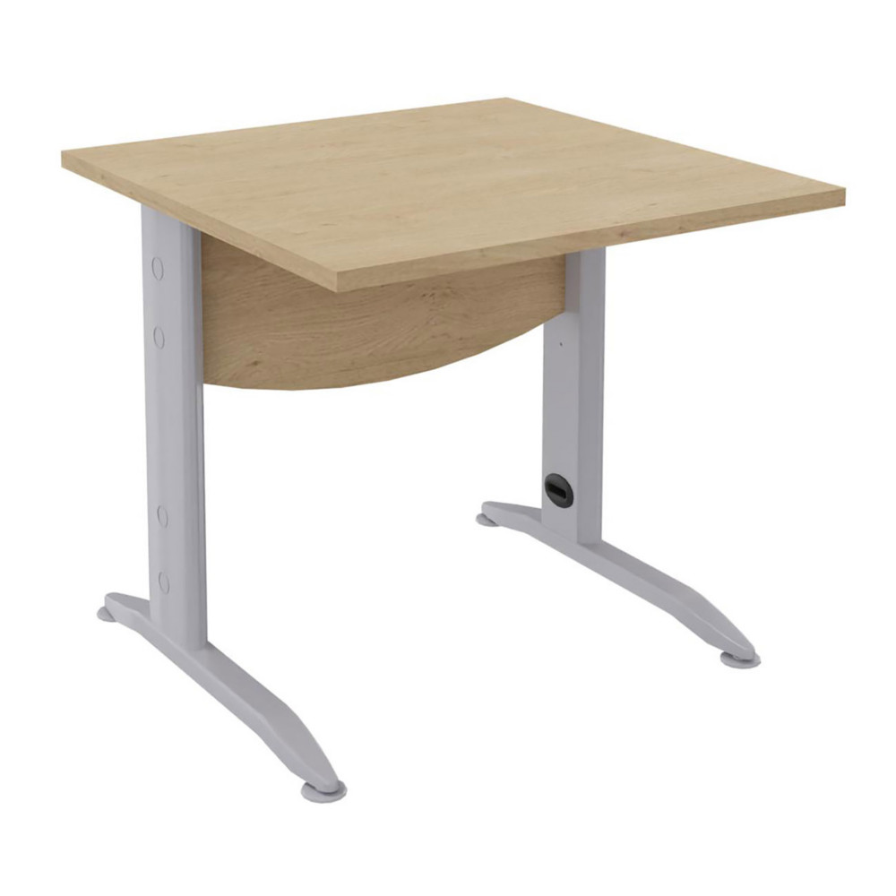 Bureau Droit Activity Mtal - L.80 x P.80 cm - Plateau Chne clair - Pieds L Aluminium