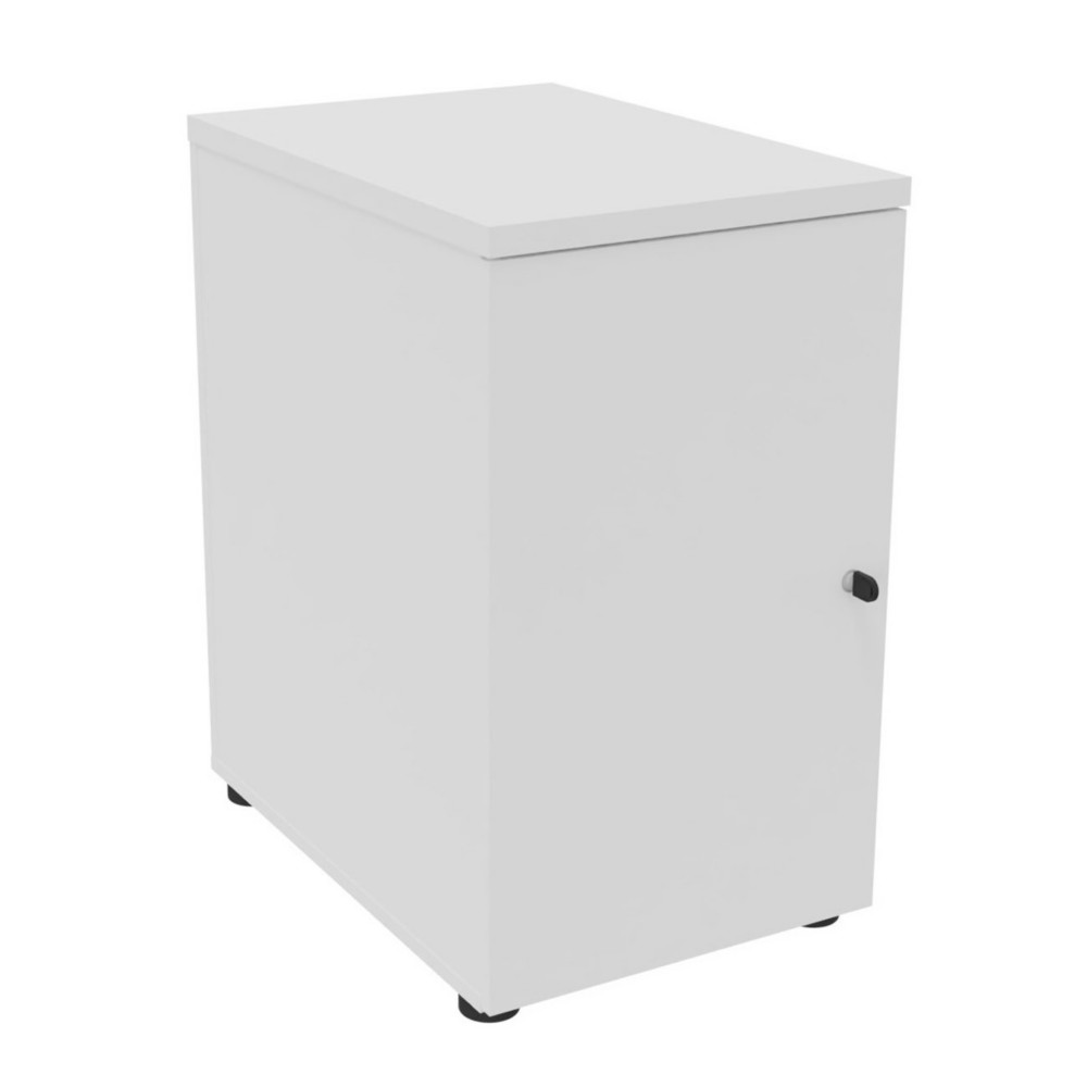 Caisson mlamin hauteur bureau 1 porte battante L.42 x P.60 x H.72 cm - Corps Blanc - Top Blanc