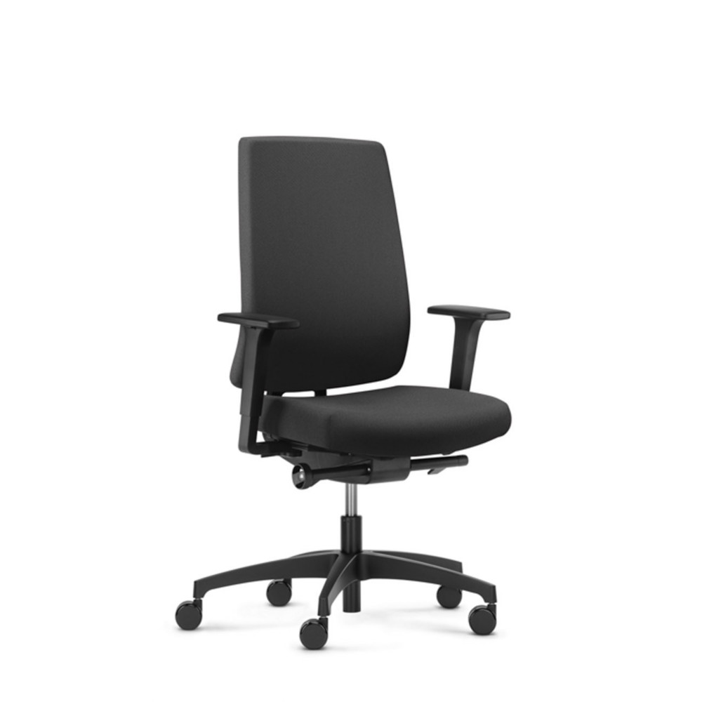 Fauteuil de bureau Indeed en tissu et dossier tapiss M1 - Hauteur rglable avec accoudoirs 2D - Noir