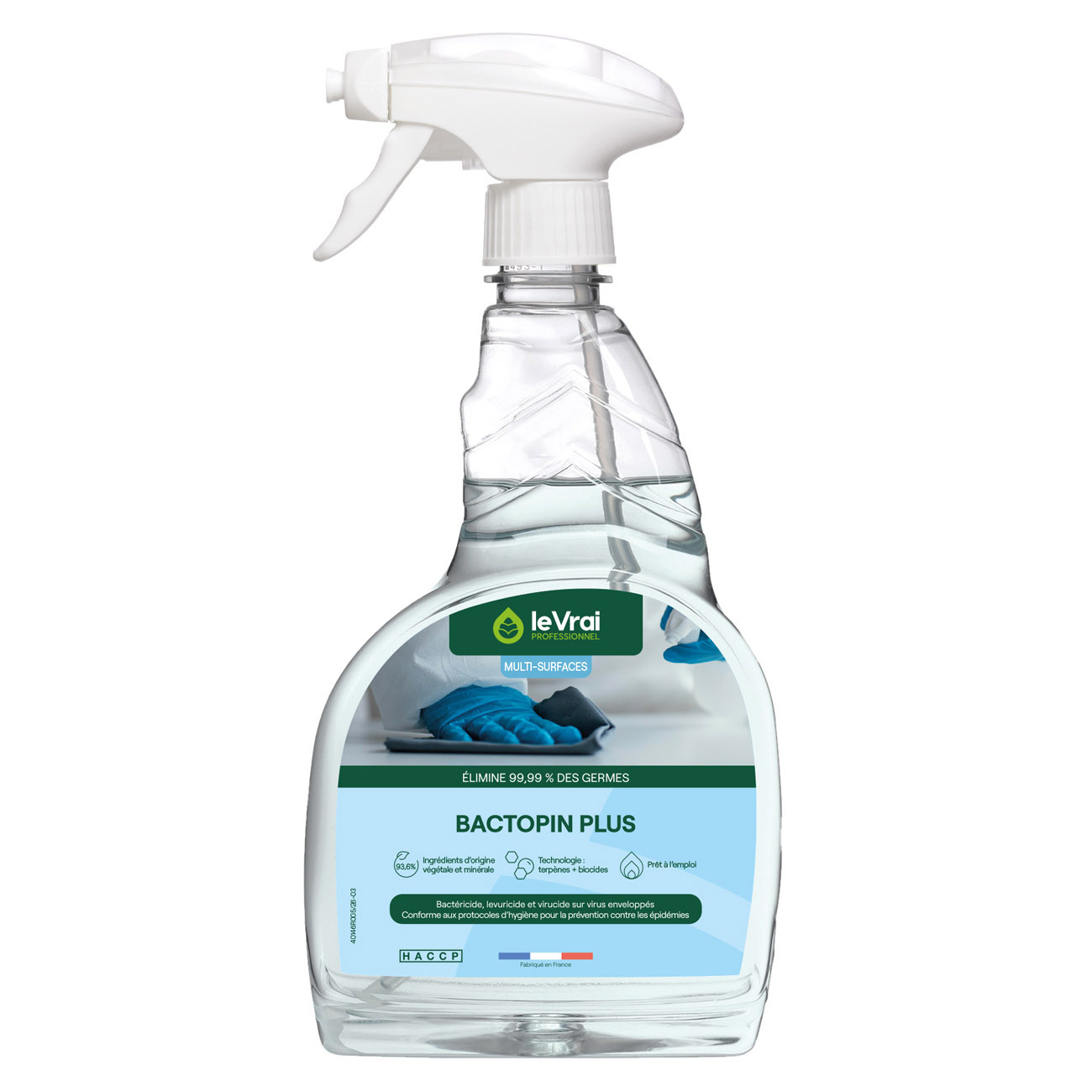 Le Vrai Détergent désinfectant Bactopin parfum Pin des landes - Spray 750 ml