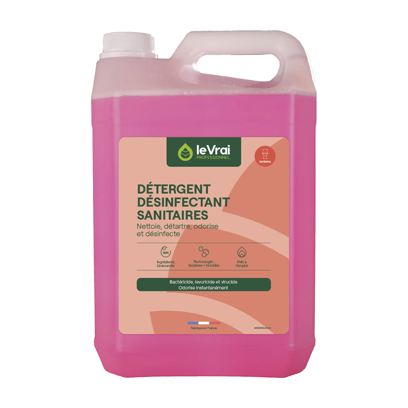 Le Vrai Détergent désinfectant sanitaire - Parfum fleural - 5 L