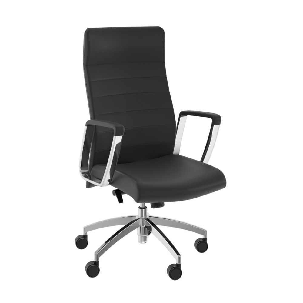Fauteuil de direction Nell - Simili cuir Noir - Accoudoirs Roulettes
