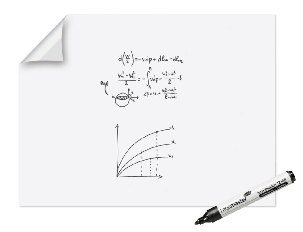Legamaster Feuilles lectrostatiques Magic-Chart - Version tableau blanc  - Rouleau de 15 feuilles - L.90 x H.120 cm