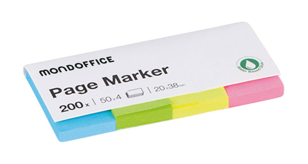 MONDOFFICE Marque-pages 4 x 50 index de 20 x 38 mm - 4 couleurs assorties