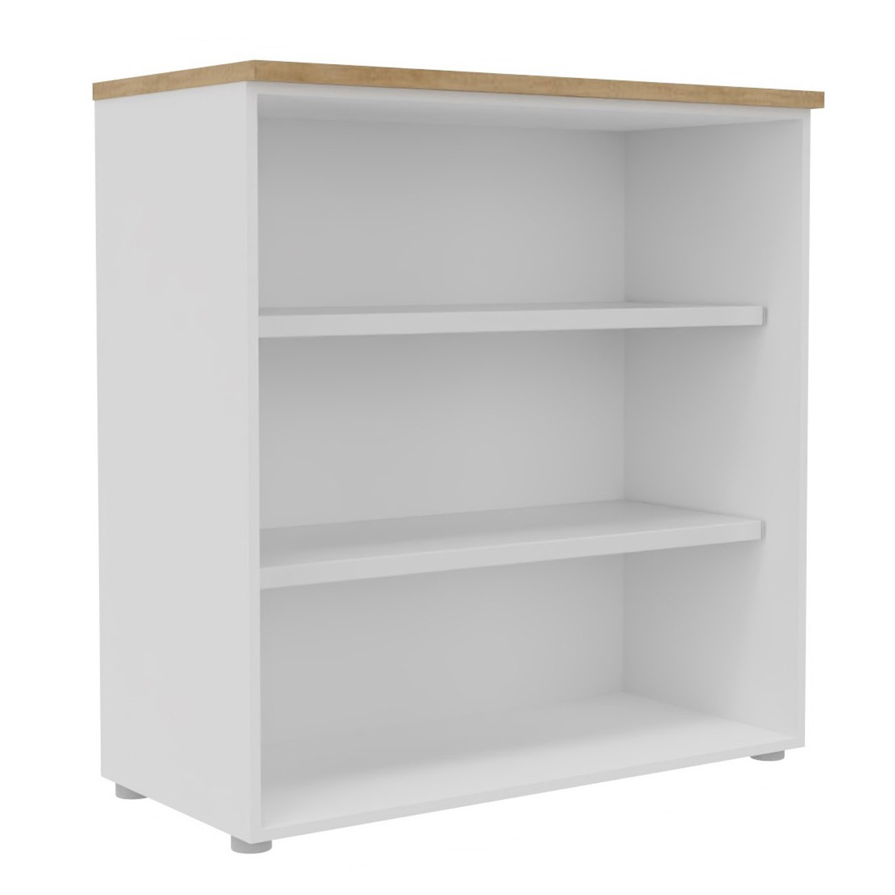 Bibliotheque+mi-hauteur+sans+porte+L.100+x+P.48+x+H.104+cm+-+Corps+Blanc+-+Top+Chene+Nebraska