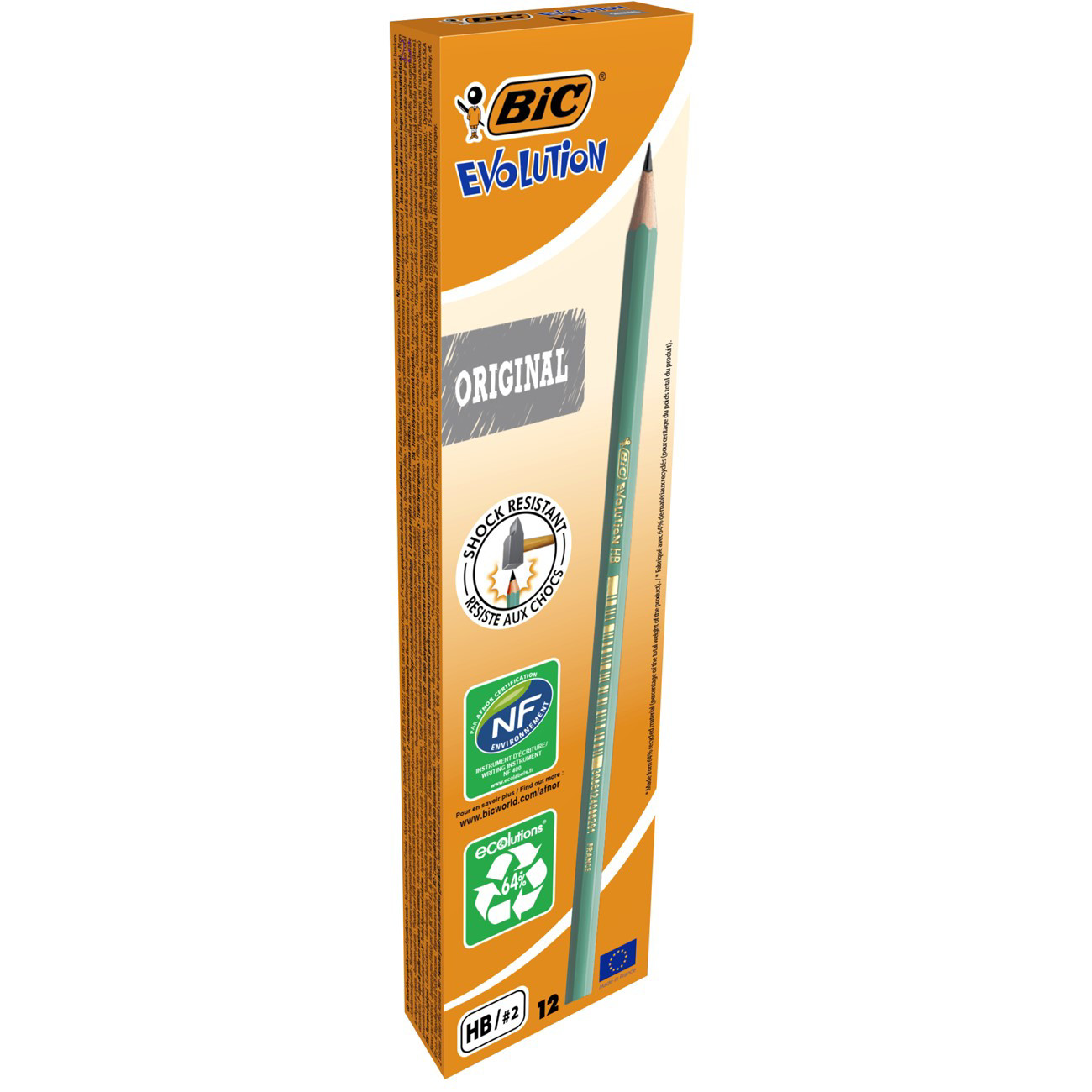 BIC+Evolution+Original+Crayon+de+papier+mine+HB+-+Corps+hexagonal+vert+-+Boite+de+12