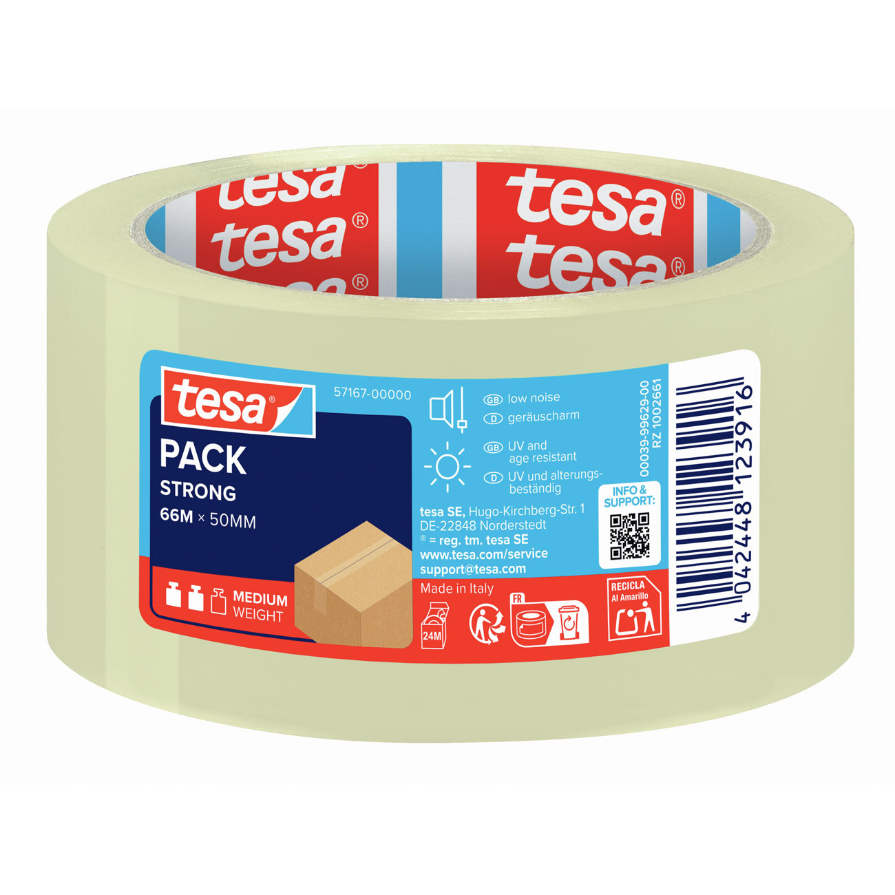 tesa® Ruban adhésif d'emballage tesapack polypropylène silencieux 28 microns - 50 mm x 66 m - Transparent
