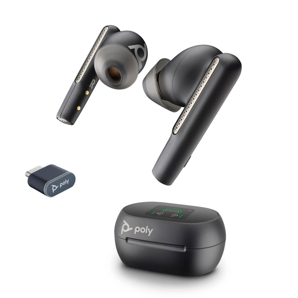 Poly Voyager Free 60+ couteurs sans fil Bluetooth + Dongle USB-C + tui de charge