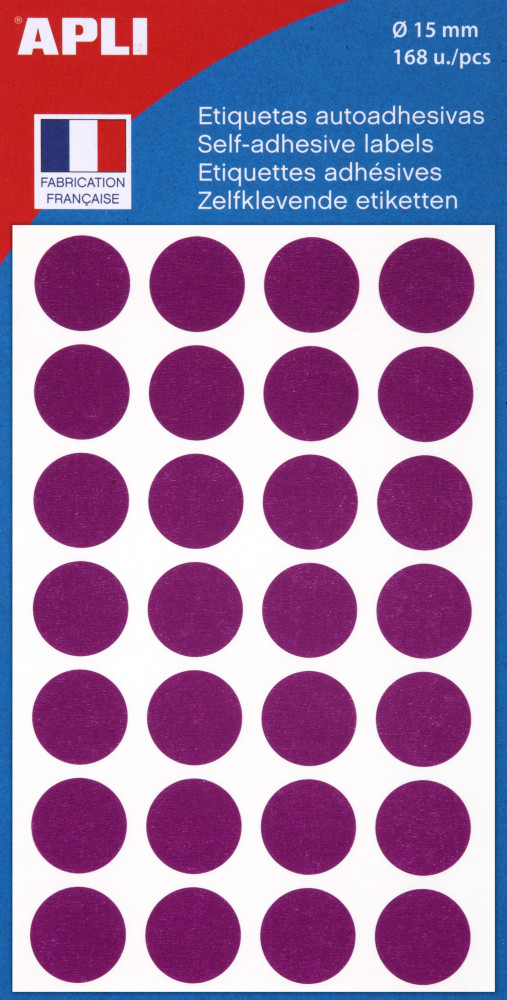APLI Pastilles adhsives  15 mm - 111846 - Pochette de 168 - Violet