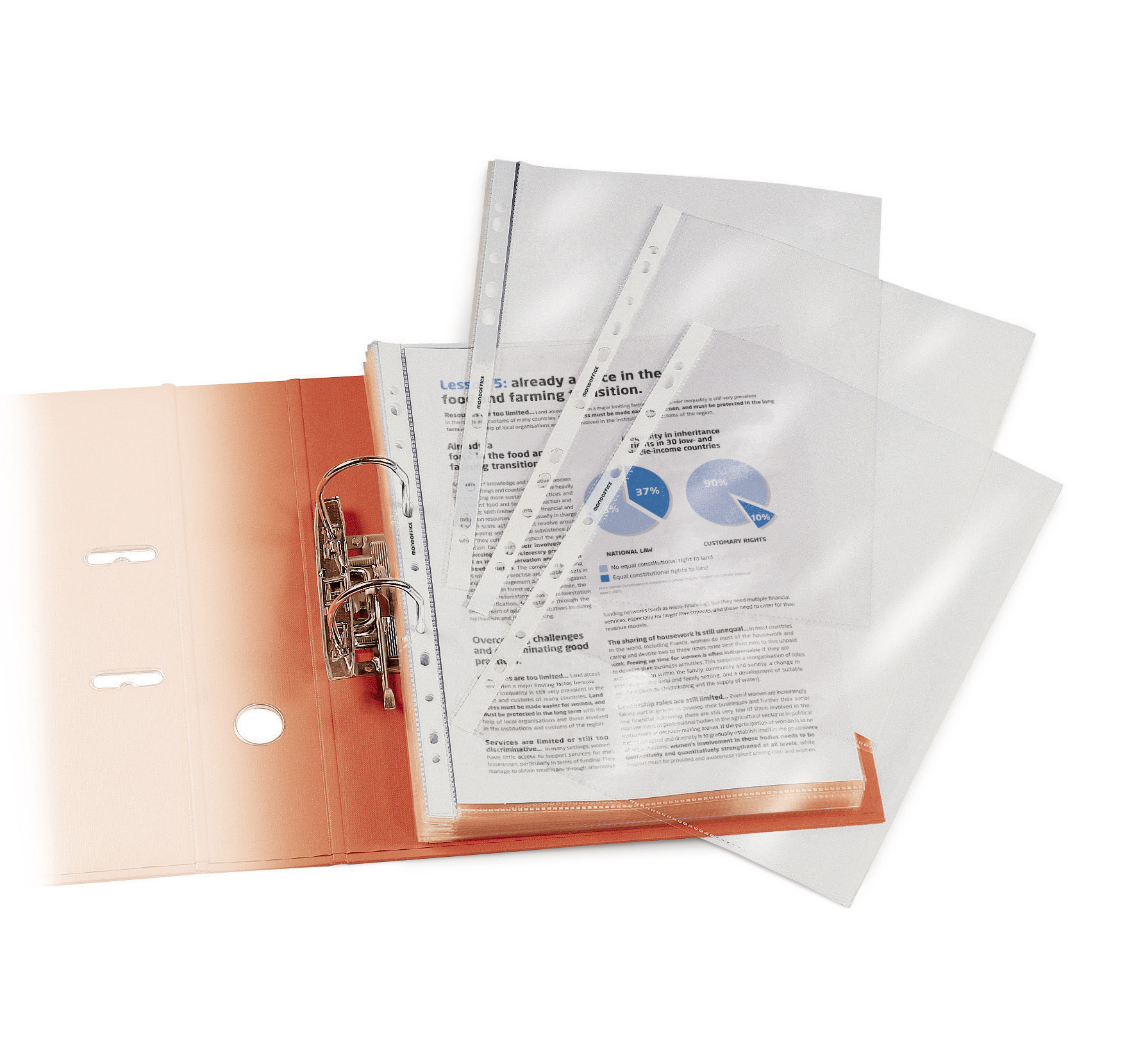 MONDOFFICE+Pochettes+perforees+transparentes+A4+polypropylene+lisse+6/100+-+Boite+de+25