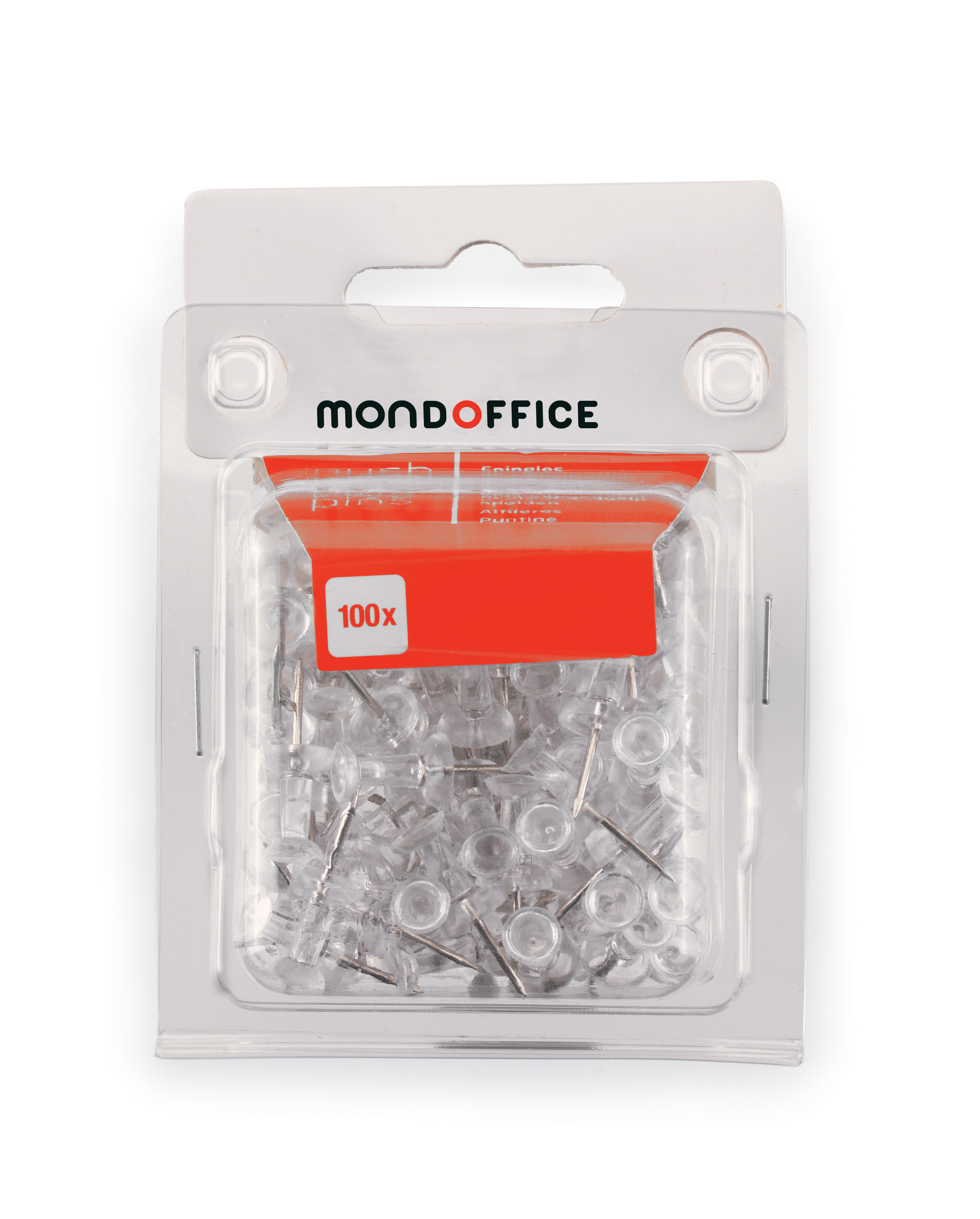 MONDOFFICE Punaises épingles de signalisation - Boîte de 100 têtes transparentes