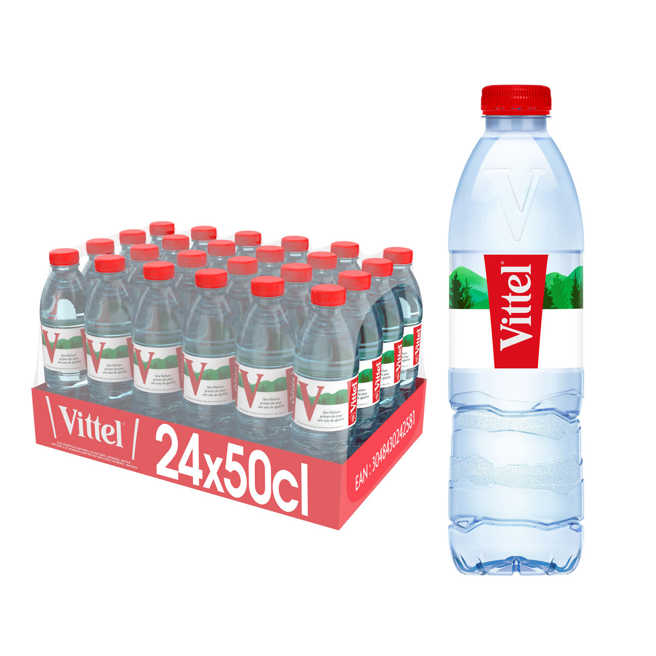 Vittel Eau minérale naturelle - Eau plate - Lot 24 bouteilles 50 cl