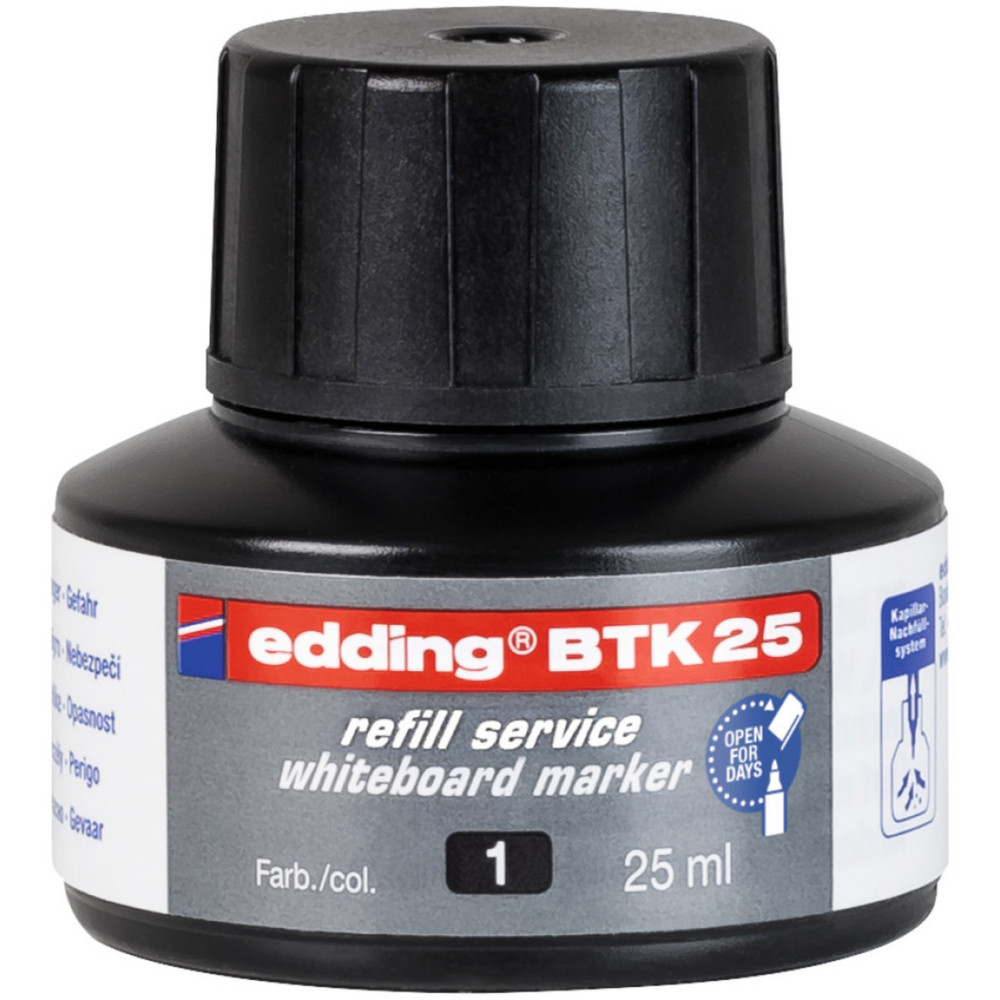 Edding Recharge d'encre BTK 25 pour marqueurs effaables tableau blanc 25 ml - Noir