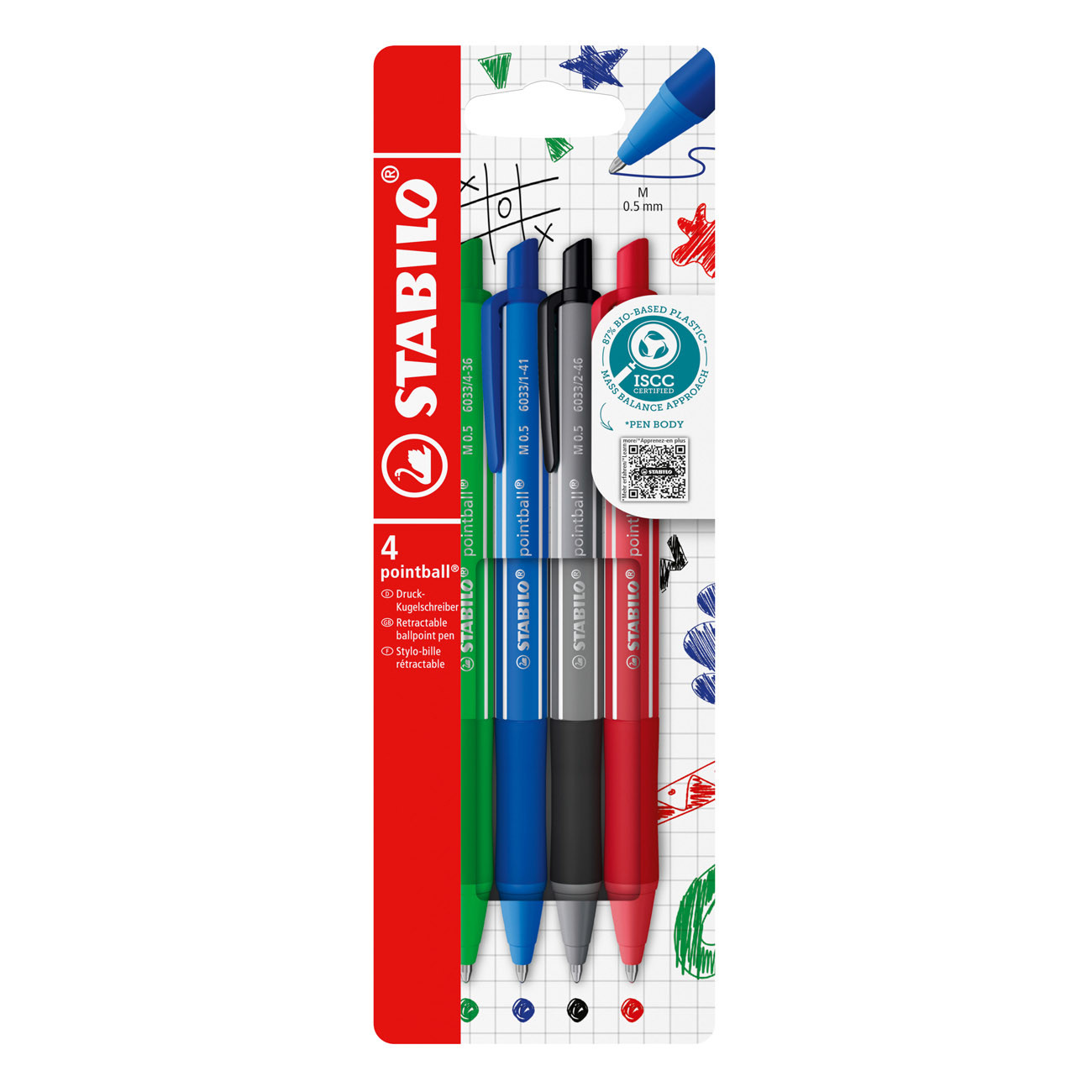 STABILO Pointball Coloré Stylo à bille Lot de 4 rouille et