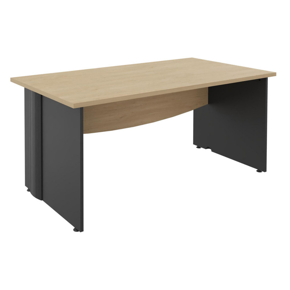 Bureau Droit Activity - L.140 x P.80 cm - Plateau Chne clair - Pieds pleins Anthracite