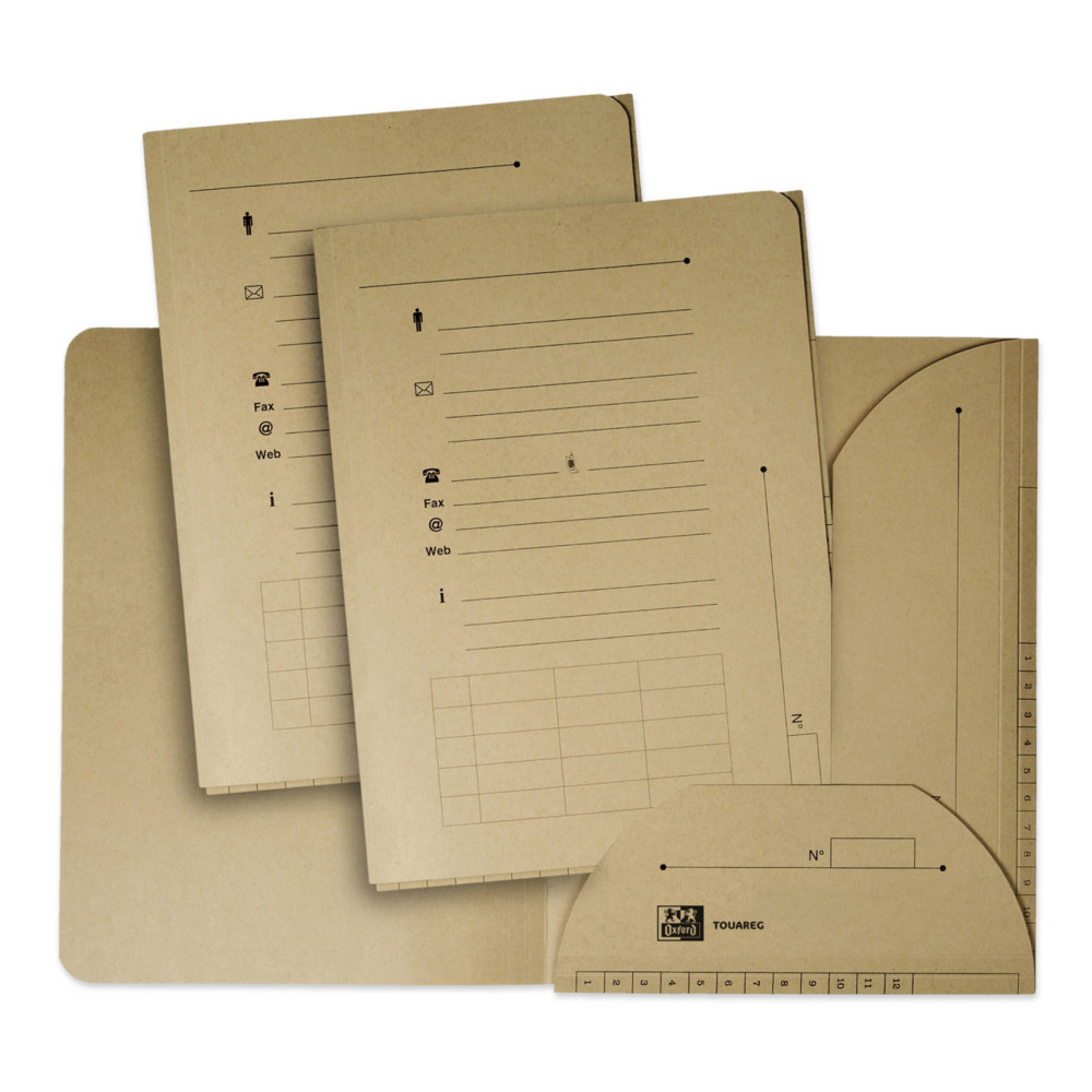 Oxford Chemises sous-dossiers Touareg A4 en carte recycl 240g - Beige naturel - Lot de 25